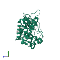 PDB entry 3l9p coloured by chain, side view.