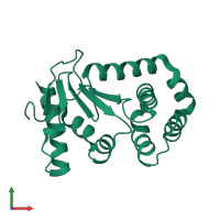 PDB entry 3l9s coloured by chain, front view.