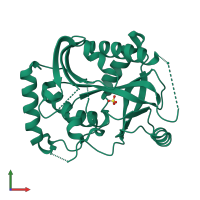 PDB entry 3la8 coloured by chain, front view.