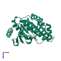 PDB entry 3la8 coloured by chain, top view.
