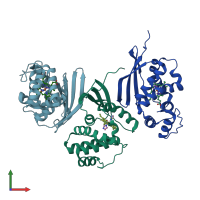 PDB entry 3lai coloured by chain, front view.