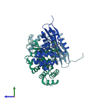PDB entry 3lai coloured by chain, side view.