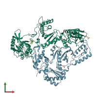 PDB entry 3lam coloured by chain, front view.