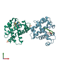 PDB entry 3lb2 coloured by chain, front view.