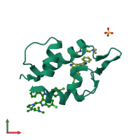 PDB entry 3lbj coloured by chain, front view.