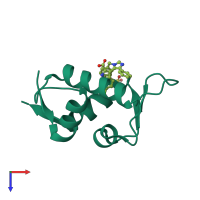 PDB entry 3lbk coloured by chain, top view.