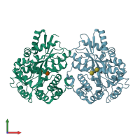 PDB entry 3lbs coloured by chain, front view.