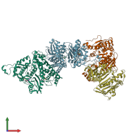 PDB entry 3lcb coloured by chain, front view.