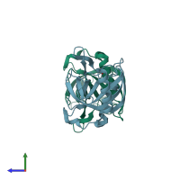 PDB entry 3ld3 coloured by chain, side view.