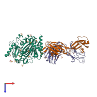 PDB entry 3ld8 coloured by chain, top view.
