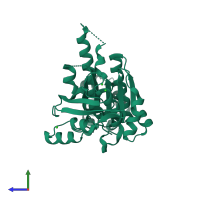 PDB entry 3lda coloured by chain, side view.