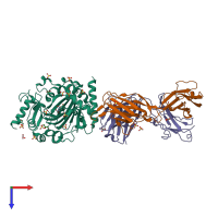 PDB entry 3ldb coloured by chain, top view.