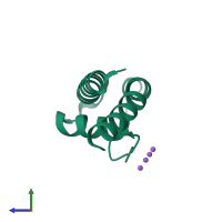 PDB entry 3lde coloured by chain, side view.