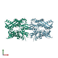 PDB entry 3ldn coloured by chain, front view.