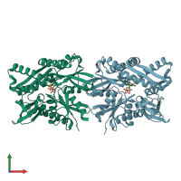 PDB entry 3ldo coloured by chain, front view.