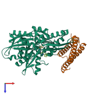 PDB entry 3ldq coloured by chain, top view.