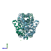 PDB entry 3ldv coloured by chain, side view.
