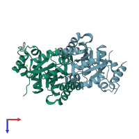 PDB entry 3ldv coloured by chain, top view.