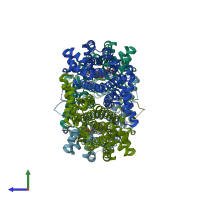 PDB entry 3ldw coloured by chain, side view.