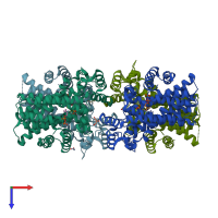 PDB entry 3ldw coloured by chain, top view.