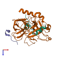 PDB entry 3ldx coloured by chain, top view.