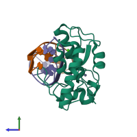 PDB entry 3ldy coloured by chain, side view.