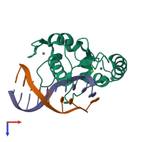PDB entry 3ldy coloured by chain, top view.