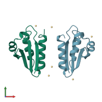 PDB entry 3le1 coloured by chain, front view.