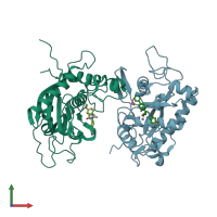 PDB entry 3lea coloured by chain, front view.