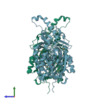 PDB entry 3led coloured by chain, side view.