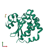PDB entry 3lef coloured by chain, front view.