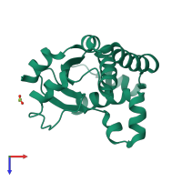PDB entry 3lef coloured by chain, top view.