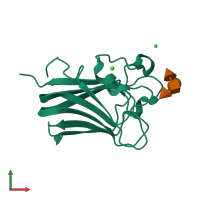 PDB entry 3leg coloured by chain, front view.