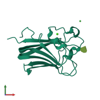 PDB entry 3lei coloured by chain, front view.