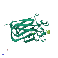 PDB entry 3lei coloured by chain, top view.
