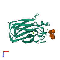 PDB entry 3lek coloured by chain, top view.
