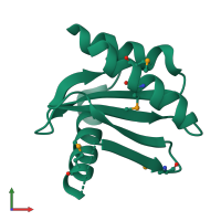 PDB entry 3leq coloured by chain, front view.