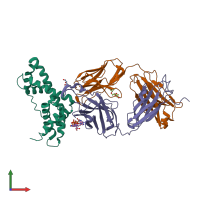 PDB entry 3lev coloured by chain, front view.