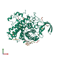 PDB entry 3lew coloured by chain, front view.