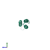 PDB entry 3lf9 coloured by chain, side view.