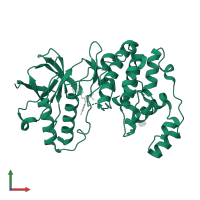 Mitogen-activated protein kinase 14 in PDB entry 3lfb, assembly 1, front view.