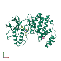 PDB entry 3lfd coloured by chain, front view.