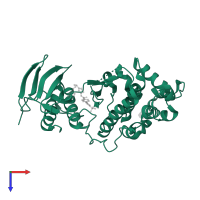 Mitogen-activated protein kinase 14 in PDB entry 3lfd, assembly 1, top view.