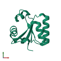 PDB entry 3lfo coloured by chain, front view.