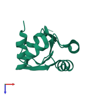 PDB entry 3lfo coloured by chain, top view.