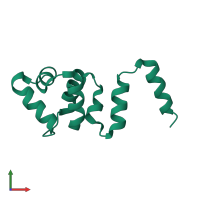 PDB entry 3lfp coloured by chain, front view.