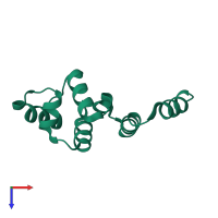 PDB entry 3lfp coloured by chain, top view.