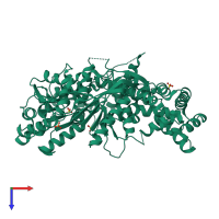 PDB entry 3lfu coloured by chain, top view.