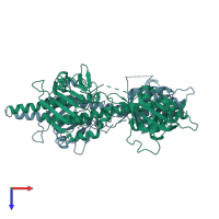 PDB entry 3lfv coloured by chain, top view.