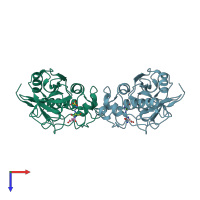 PDB entry 3lfy coloured by chain, top view.